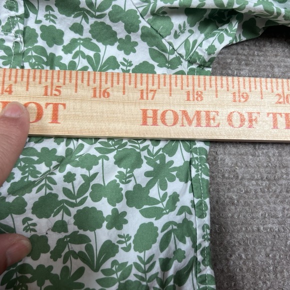 Boden Button Down Shirt Women's 2P Green White Floral Print Cotton Long Sleeve - Picture 3 of 9